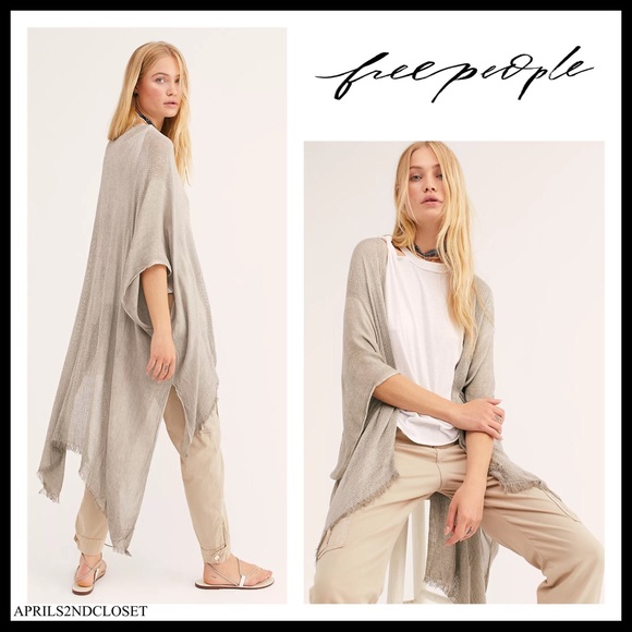 FREE PEOPLE LONG KIMONO DUSTER CARDI CAPE A2C - Picture 2 of 14